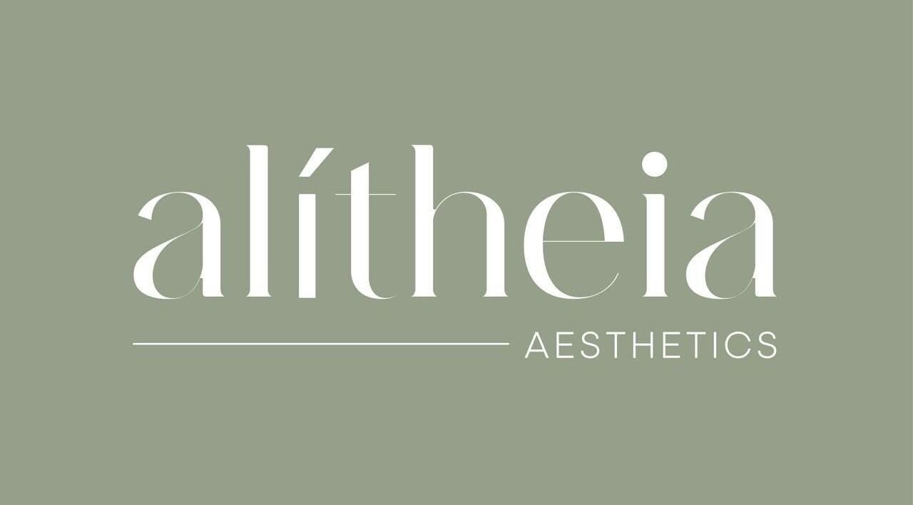 Alítheia Aesthetics logo on a soft green background, Cape Town, Western Cape, ZA.
