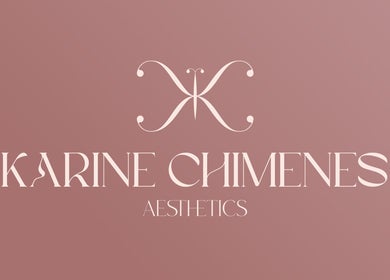 Karine Chimenes Aesthetics logo in Falmouth, Massachusetts, US on a soft pink background.