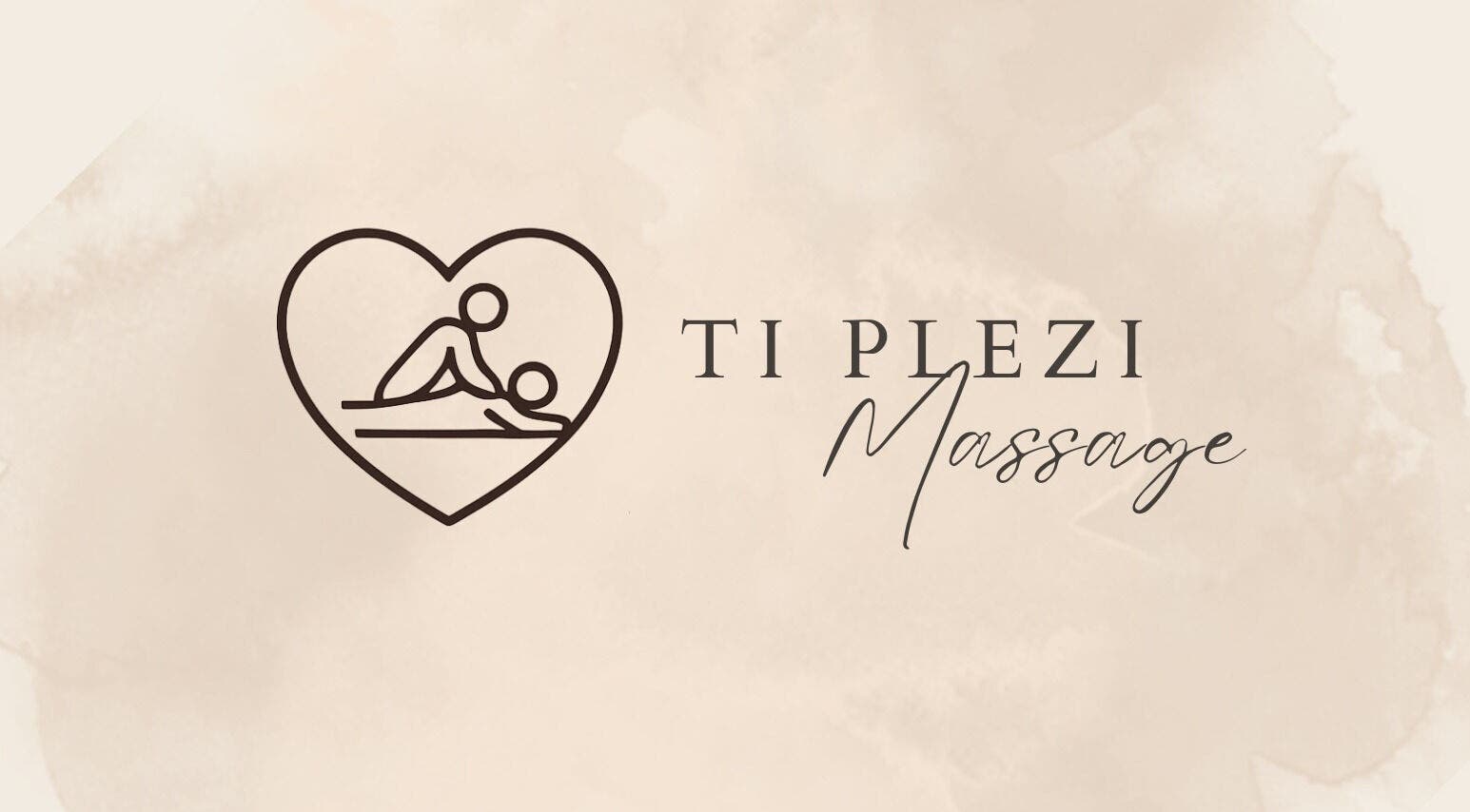 Logo de Ti Plézi, salon de massage à Baie-Mahault, Guadeloupe, FR, sur fond beige apaisant.