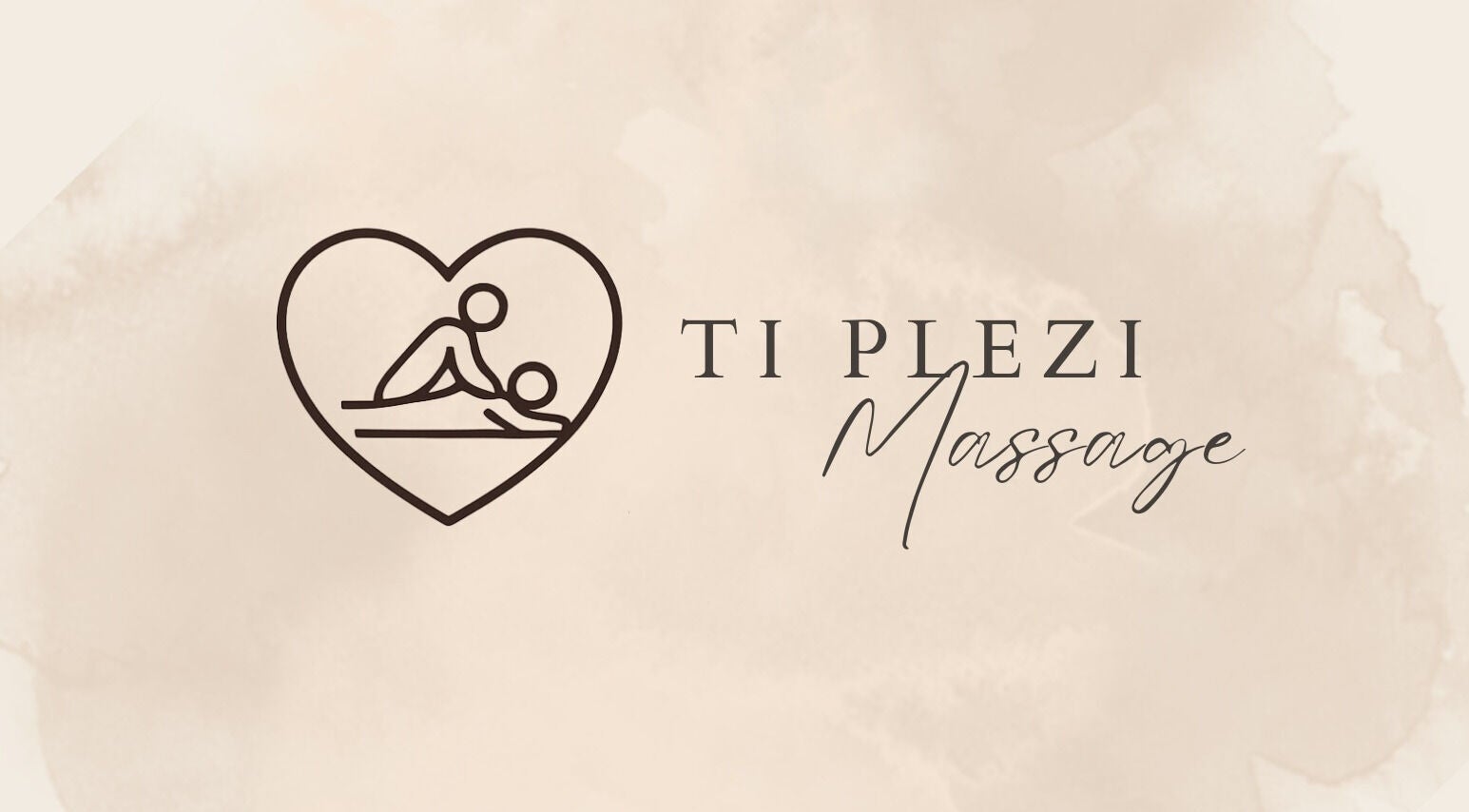 Logo de Ti Plézi, salon de massage à Baie-Mahault, Guadeloupe, FR, sur fond beige apaisant.