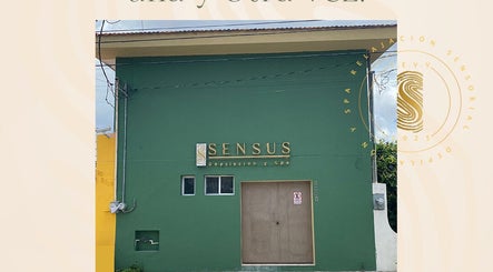 Entrada de Sensus Depilación y Spa en Mérida, Yucatán, MX con fachada verde distintiva.
