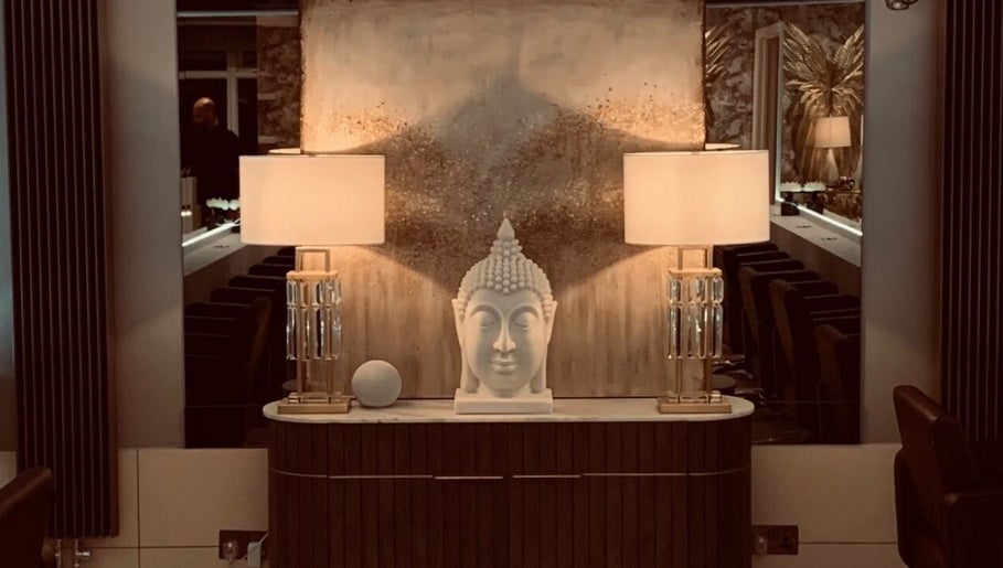 Relaxing interior with Buddha statue at Hair by Chloe, Doncaster, England, GB, enhancing peace and luxury.