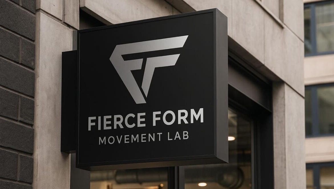 Signage of Fierce Form Movement Lab in Mokopane, Limpopo, ZA, showcasing its modern logo on a black background.