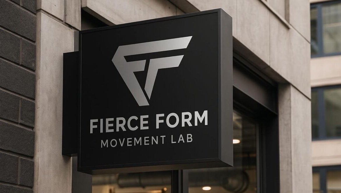 Signage of Fierce Form Movement Lab in Mokopane, Limpopo, ZA, showcasing its modern logo on a black background.