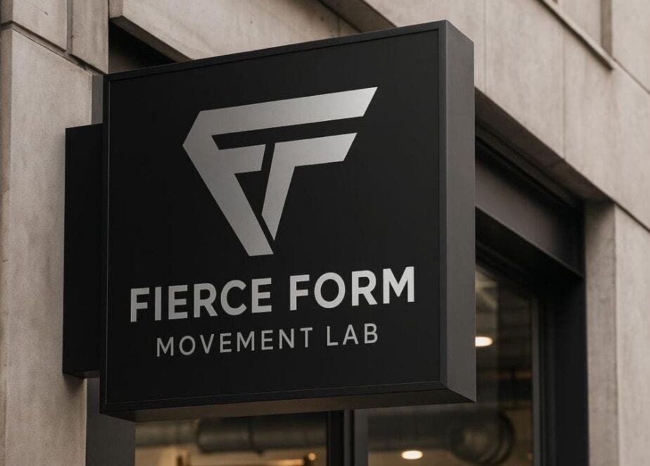 Signage of Fierce Form Movement Lab in Mokopane, Limpopo, ZA, showcasing its modern logo on a black background.