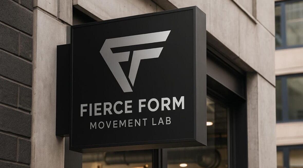 Signage of Fierce Form Movement Lab in Mokopane, Limpopo, ZA, showcasing its modern logo on a black background.