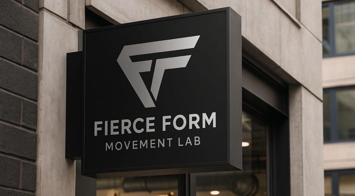 Signage of Fierce Form Movement Lab in Mokopane, Limpopo, ZA, showcasing its modern logo on a black background.