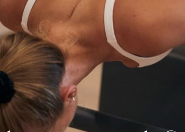 Close-up of a woman in a yoga pose at Fierce Form Movement Lab in Mokopane, Limpopo, ZA.