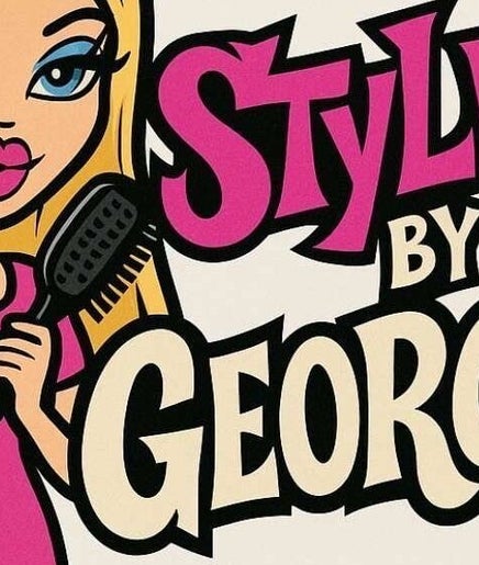 Cartoon mascot for Stylesbygeorgia holding a brush, Sunderland, England, GB location.