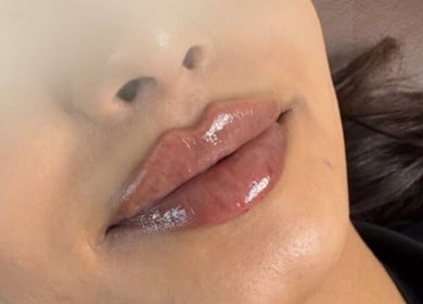 Close-up of glossy lips post-treatment at Faces by MR - Garforth, Garforth, England, GB.