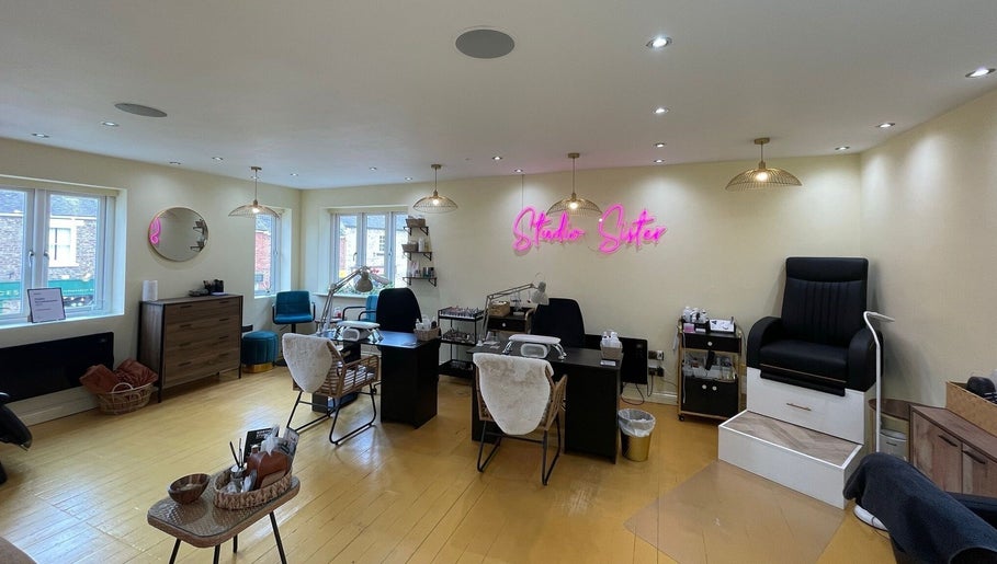 Stylish nail salon interior at Faces by MR - Wetherby in Wetherby, England, GB. Modern decor and comfortable seating.