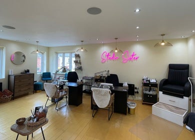 Stylish nail salon interior at Faces by MR - Wetherby in Wetherby, England, GB. Modern decor and comfortable seating.