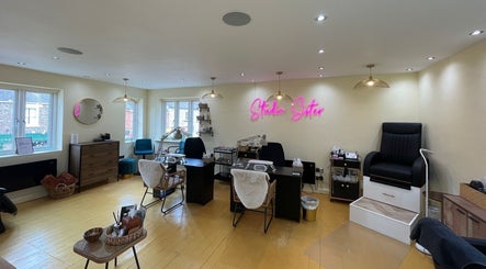 Stylish nail salon interior at Faces by MR - Wetherby in Wetherby, England, GB. Modern decor and comfortable seating.