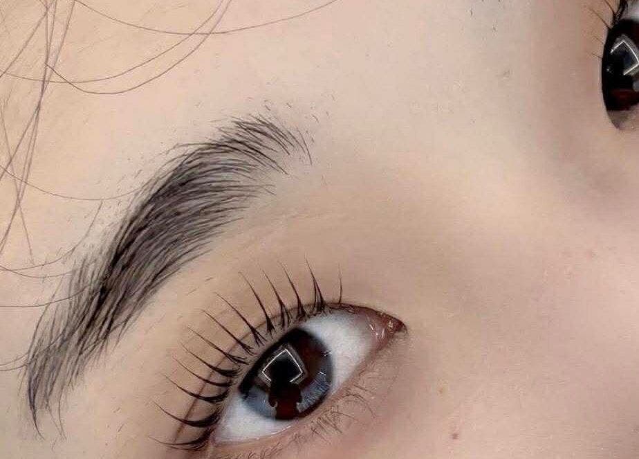 Close-up of elegantly styled eyebrows at Tiffany Beauty Spot, Melbourne, Victoria, AU.