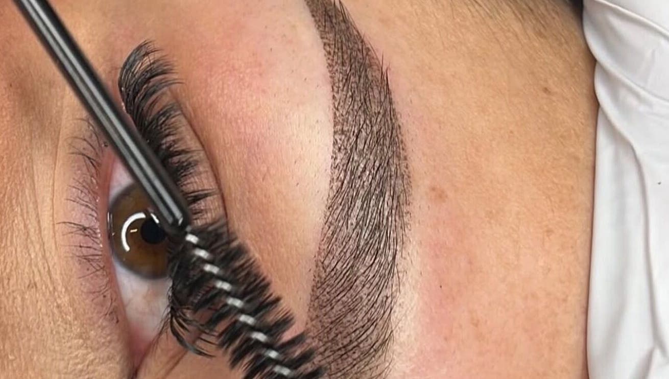 Close-up of eyebrow grooming at The Luxe Loft, Dartmouth, Nova Scotia, CA.