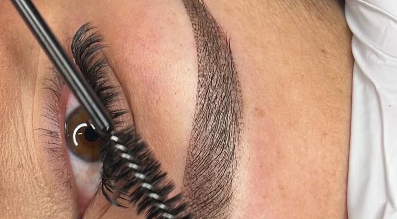 Close-up of eyebrow grooming at The Luxe Loft, Dartmouth, Nova Scotia, CA.