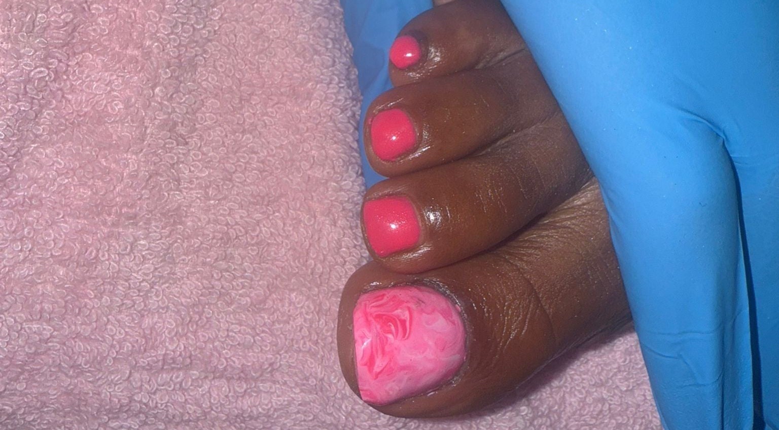 Beautiful pink toenail art at RichNails By Kayla, Bridgetown, Saint Michael, BB enhances every look.