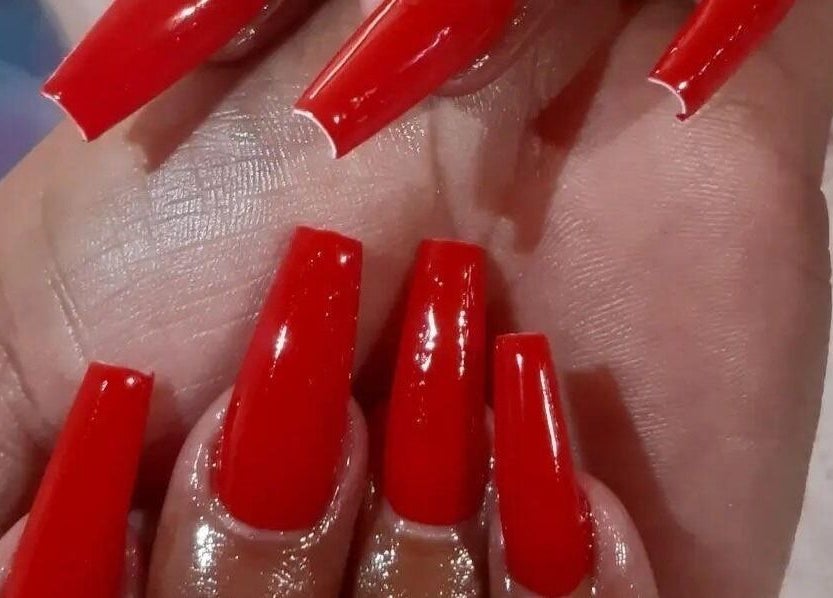 Bold red nail art at RichNails By Kayla, Bridgetown, Saint Michael, BB showcasing vibrant manicure style.