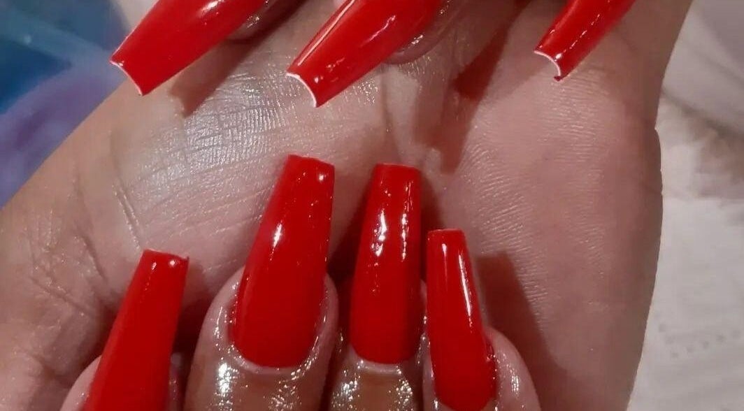 Bold red nail art at RichNails By Kayla, Bridgetown, Saint Michael, BB showcasing vibrant manicure style.