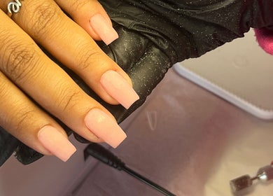 Elegant pink acrylic nails by NailswithAmy in Western Cape, Western Cape, ZA. Perfect nail art finish.
