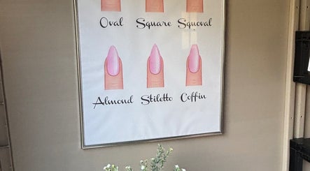 Nail shapes chart at Smwsh Nail Care Services, Cardiff, Wales, GB, showcasing various nail styles.