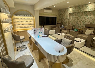 Elegant spa interior at Ruva, Mumbai, Maharashtra, IN, featuring plush seating and luxurious amenities for relaxation.