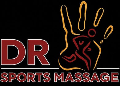 DR Sports Massage logo featuring hand design in Tycroes, Wales, GB.