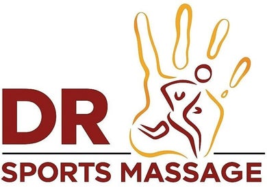 DR Sports Massage logo at Tycroes, Wales, GB, featuring an abstract human figure and hand.