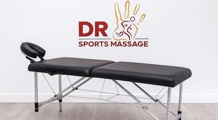 DR Sports Massage table setup at Tycroes, Wales, GB, offering therapeutic treatment environment.