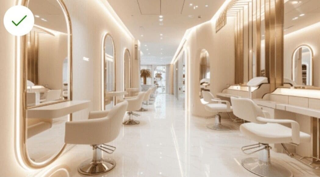 Chic interior of Emmy's nails in Cape Town, Western Cape, ZA featuring modern salon chairs and mirrors.