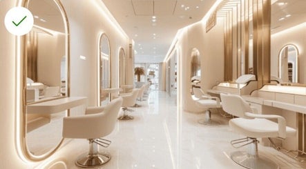 Chic interior of Emmy's Nails, Cape Town, Western Cape, ZA. Modern salon design with stylish chairs and mirrors.