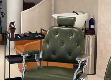 Luxurious barber chair at Capelli Boutique barbershop, Al Khobar, Eastern Province, SA.