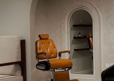 Elegant barber chair in Capelli Boutique Barbershop, Al Khobar, Eastern Province, SA.