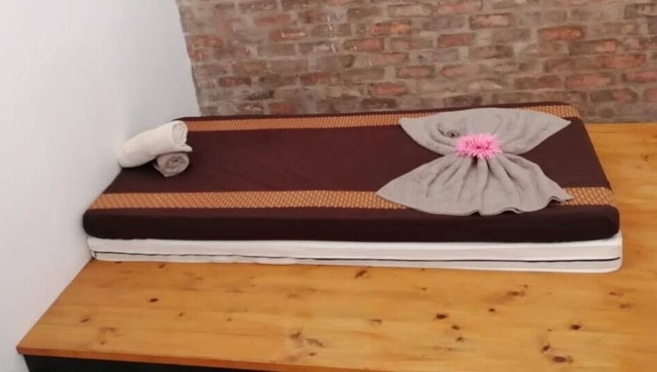 Relaxing massage bed setup at Ubuhle Health and Wellness Spa, Jeffreys Bay, Eastern Cape, ZA.