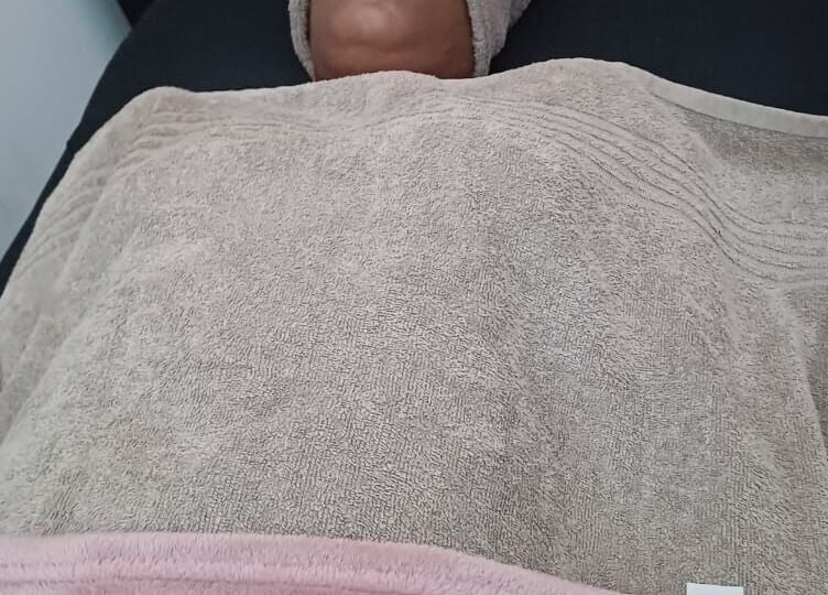 A client enjoys a relaxing spa treatment at Ubuhle Health and Wellness Spa in Jeffreys Bay, Eastern Cape, ZA.