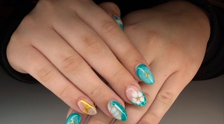 Elegant turquoise nail art at Kpurenails, Cambridge, Waikato Region, NZ. Perfect blend of style and elegance.