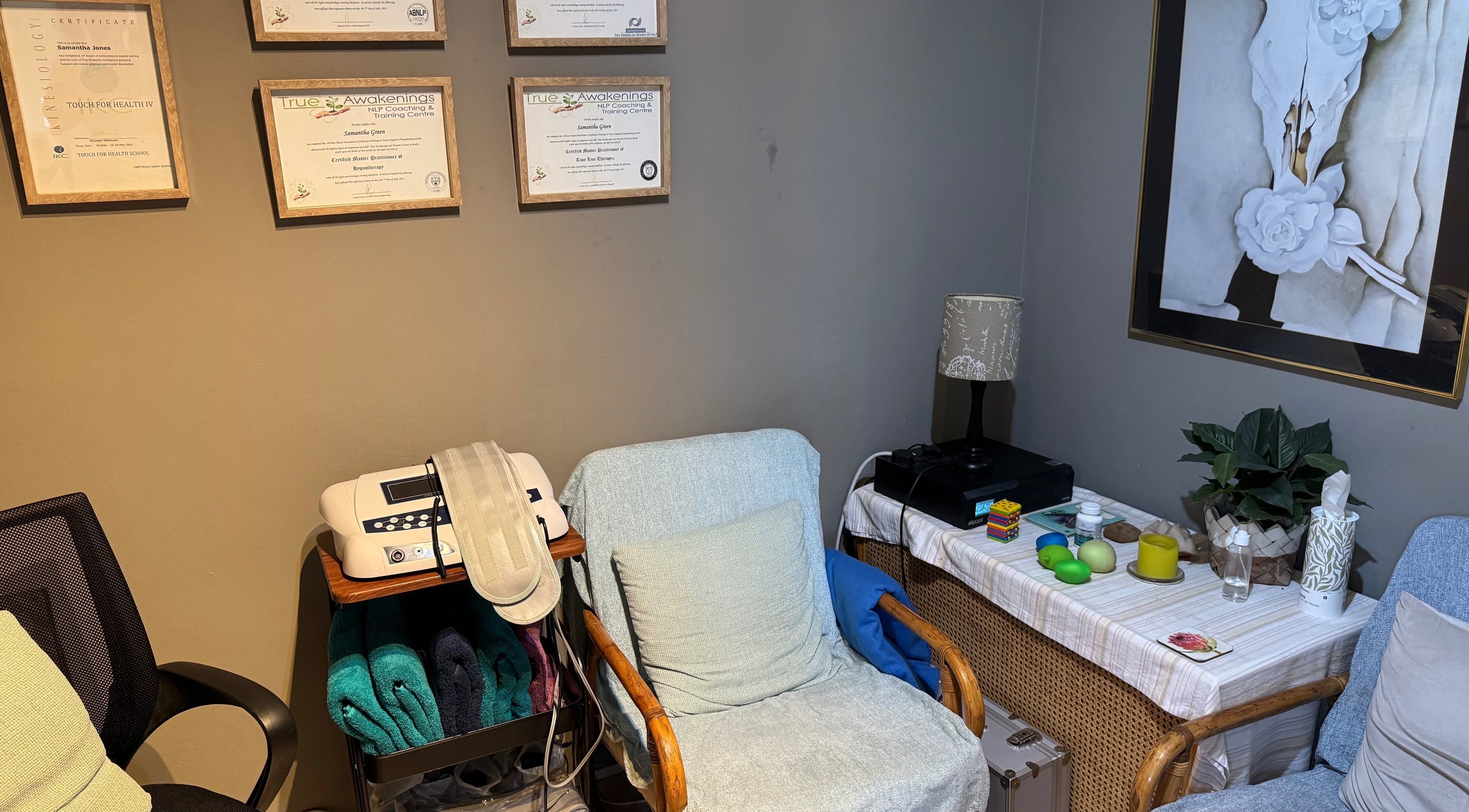 Calm therapy room at Soulvae, Pietermaritzburg, Kwazulu-natal, ZA, featuring massage chairs and holistic decor.