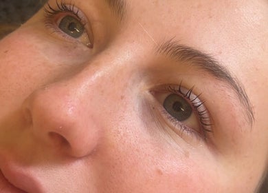 Close-up of a woman's clear skin at Beauty Pod by Ell, Middlesbrough, England, GB.