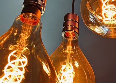 Vintage light bulbs at Ella Foss - Massage Therapist, Vale, GG.