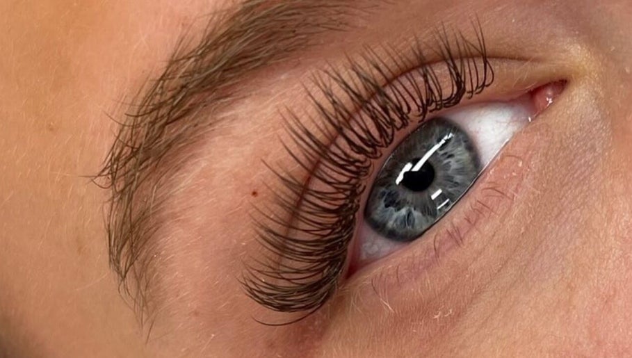 Close-up of beautiful eyelashes at Myndara Co., Winter Garden, Florida, US, showcasing lash extension artistry.