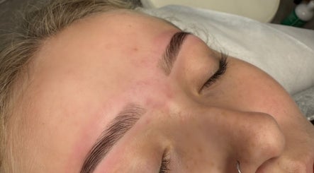 Close-up of freshly shaped eyebrows at By B Beauty, Craigavon, Northern Ireland, GB.