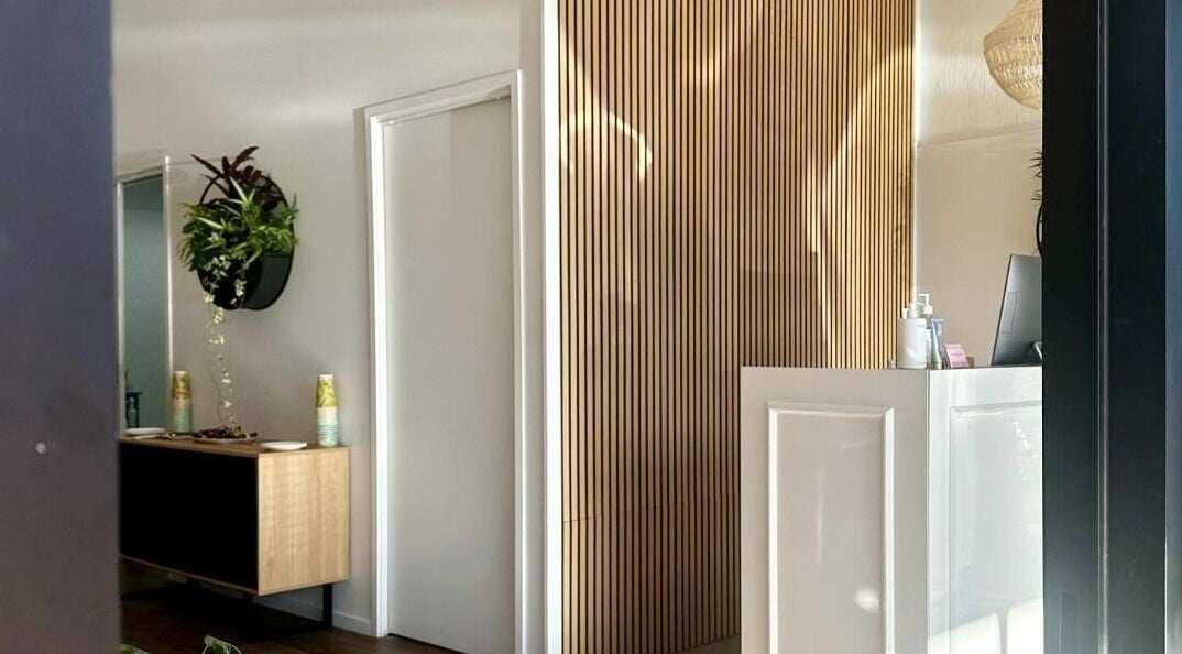Calm reception area at Beauty on Eighth, Mildura, Victoria, AU with modern decor and plants.