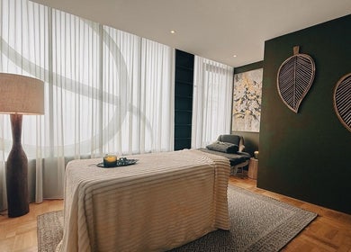 Tranquil massage room at Eden Massage Studio in East Perth, Western Australia, AU with soft lighting.