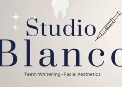 Studio Blancc logo showcasing teeth and syringe icons, located in Telford, England, GB.