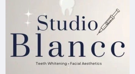 Studio Blancc logo showcasing teeth and syringe icons, located in Telford, England, GB.