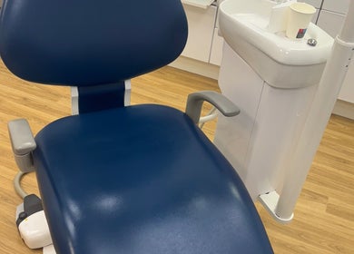 Comfortable blue spa chair at Studio Blancc, Telford, England, GB, offering top wellness services.