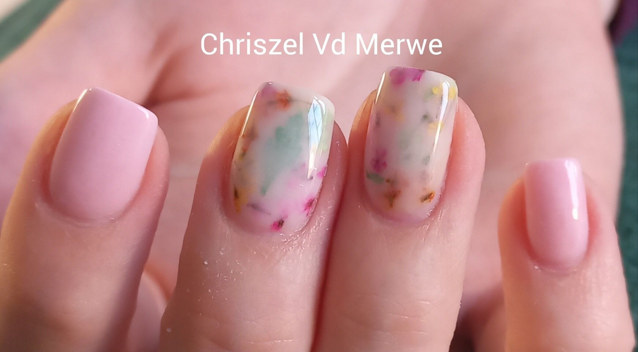 Artistic nail design at Blush Beauty in Middelburg, Mpumalanga, ZA, showcasing elegant multicolor patterns.