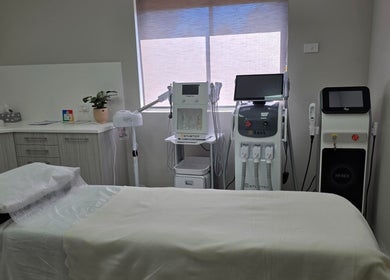 DERMALINK STUDIO's serene treatment room with advanced equipment in Tarneit, Victoria, AU.
