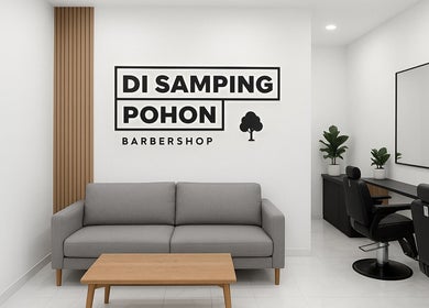 Chic interior of Ruang Teduh Barber in Kabupaten Bandung, Jawa Barat, ID with sleek chairs and cozy seating.