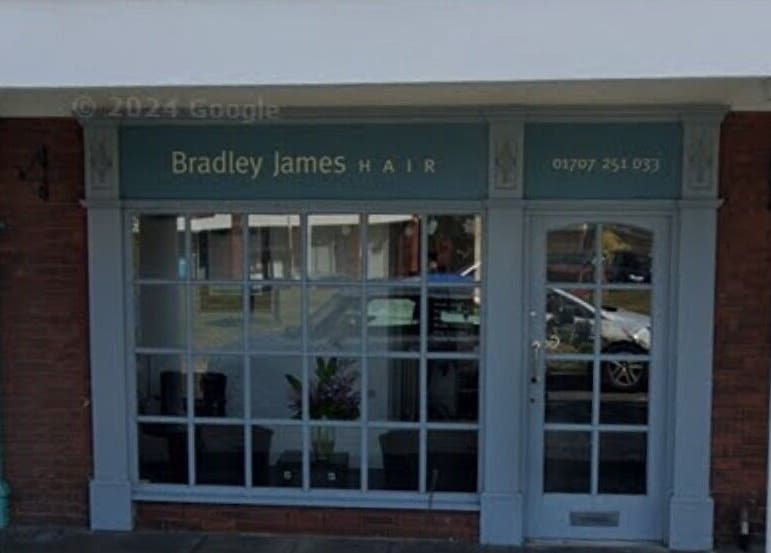 Exterior of Bradley James Hair near Hollies Beauty Room, Hatfield, England, GB.